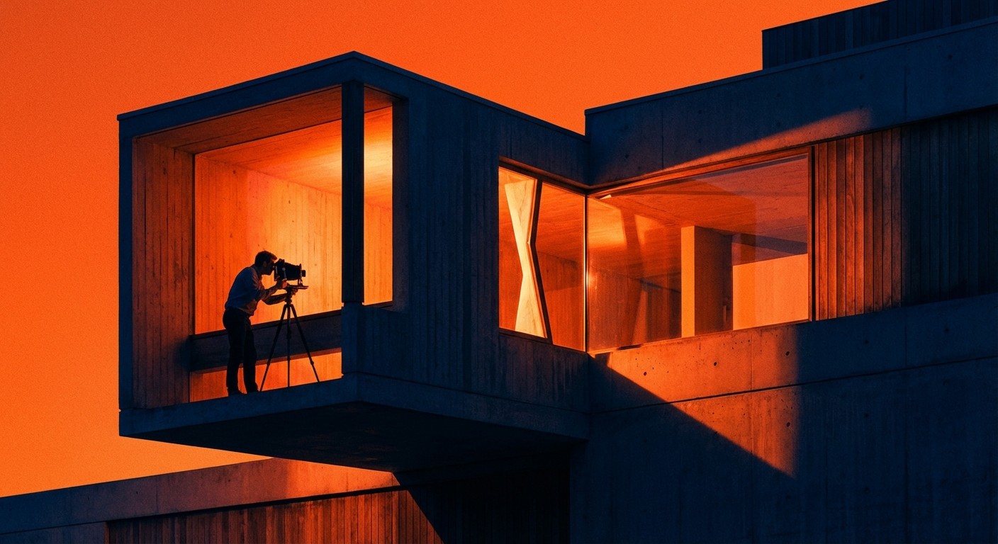 Photographie architecturale grand angle d'un espace tertiaire lumineux