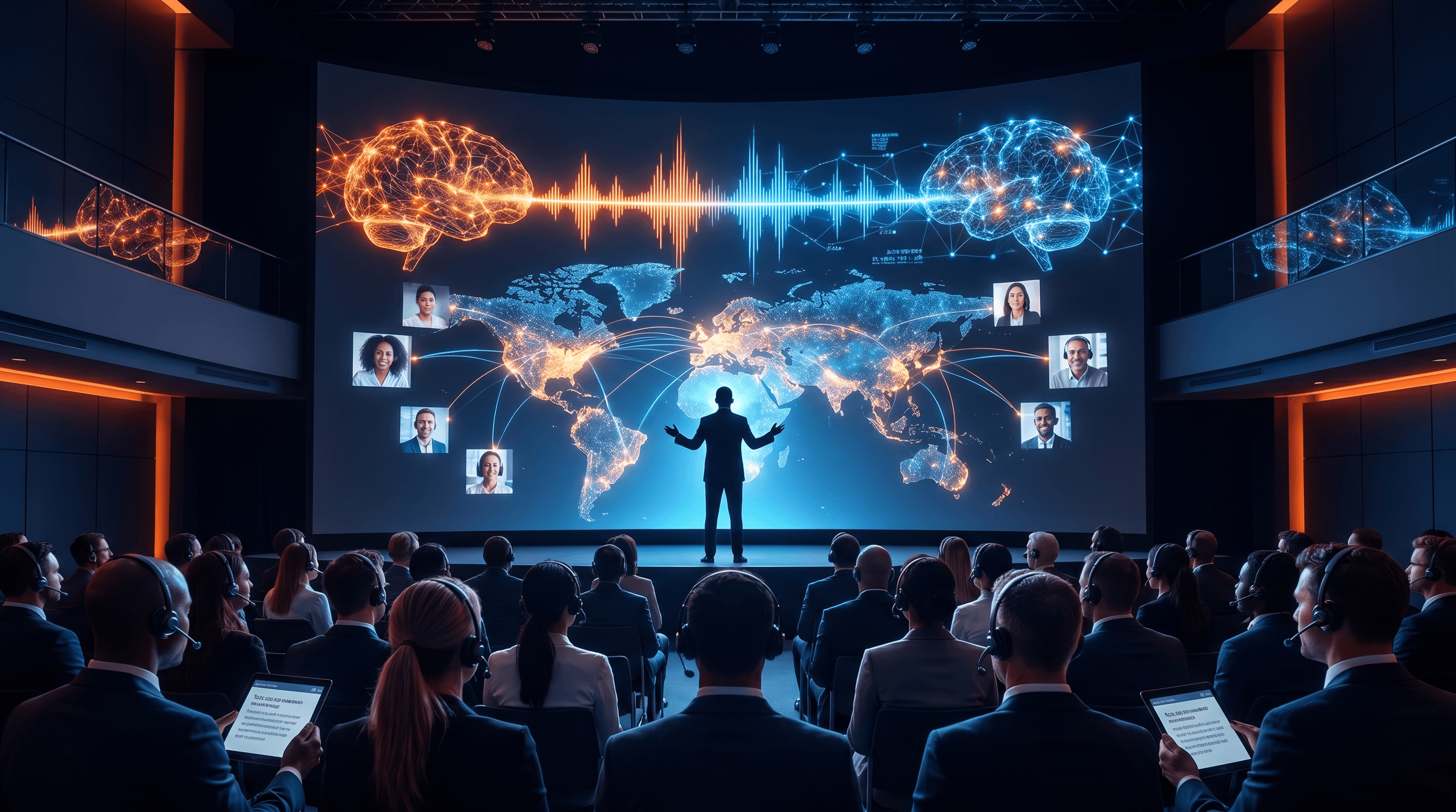Interface de traduction vocale en temps réel sur écran d'ordinateur