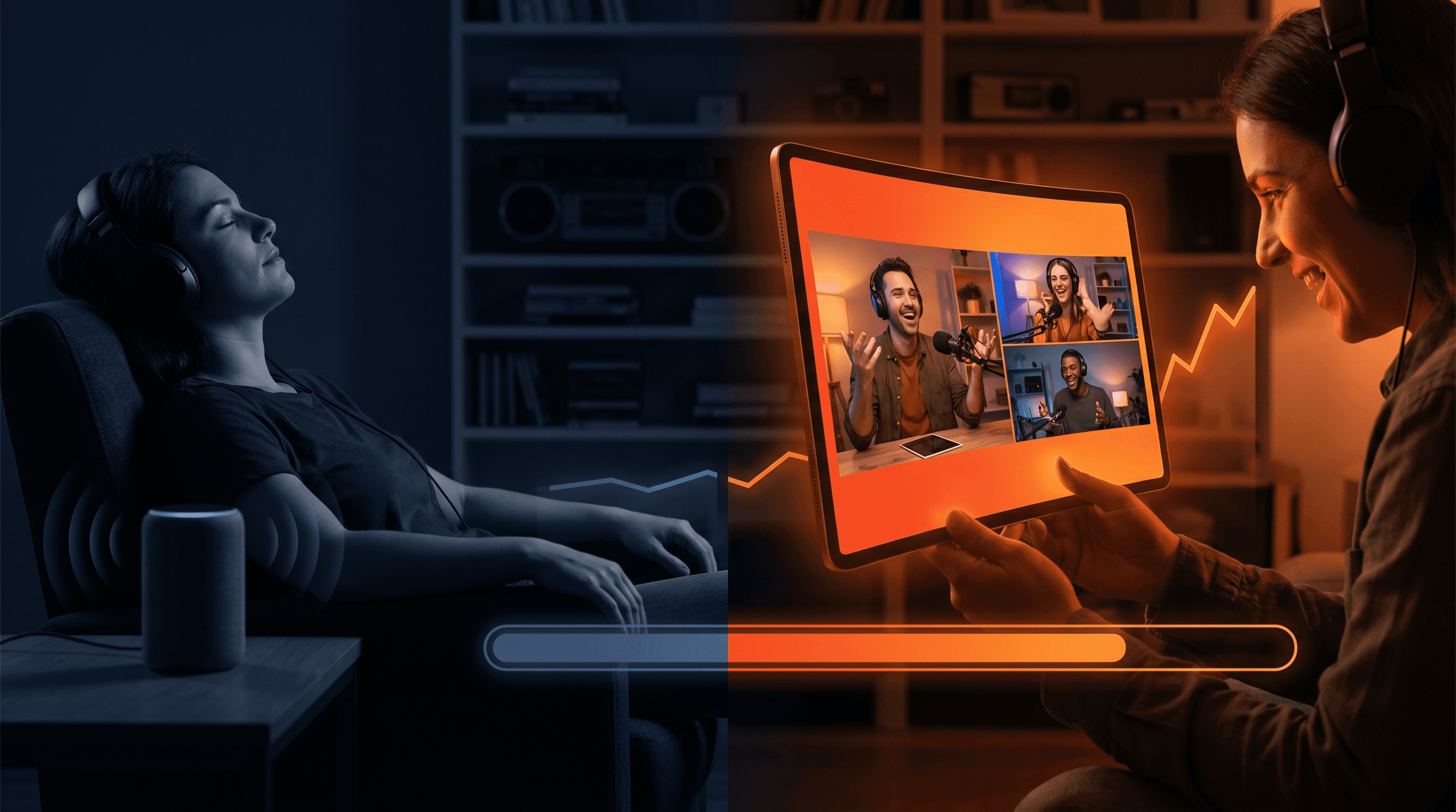 Studio podcast vidéo avec éclairage professionnel et caméra